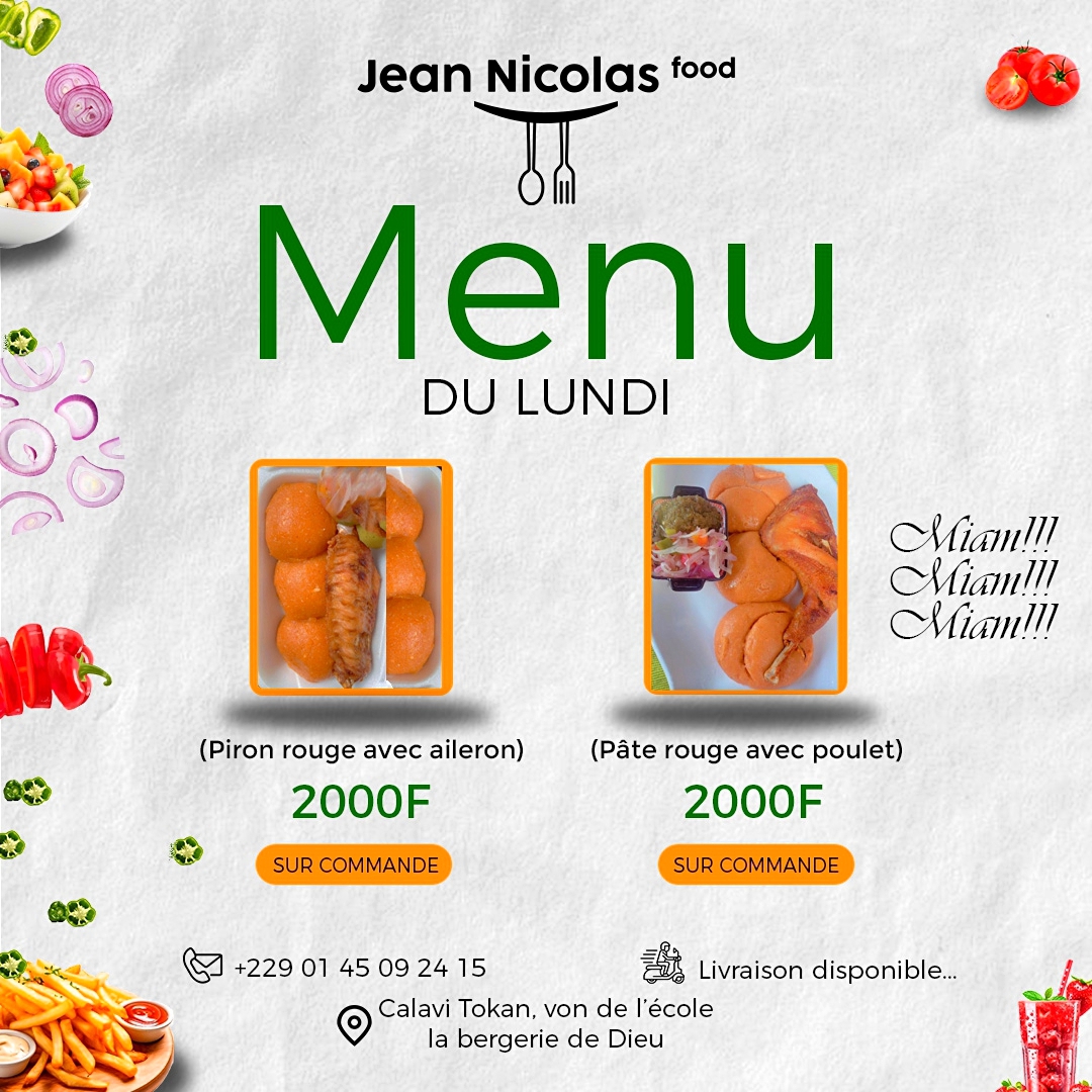 MENU DU LUNDI