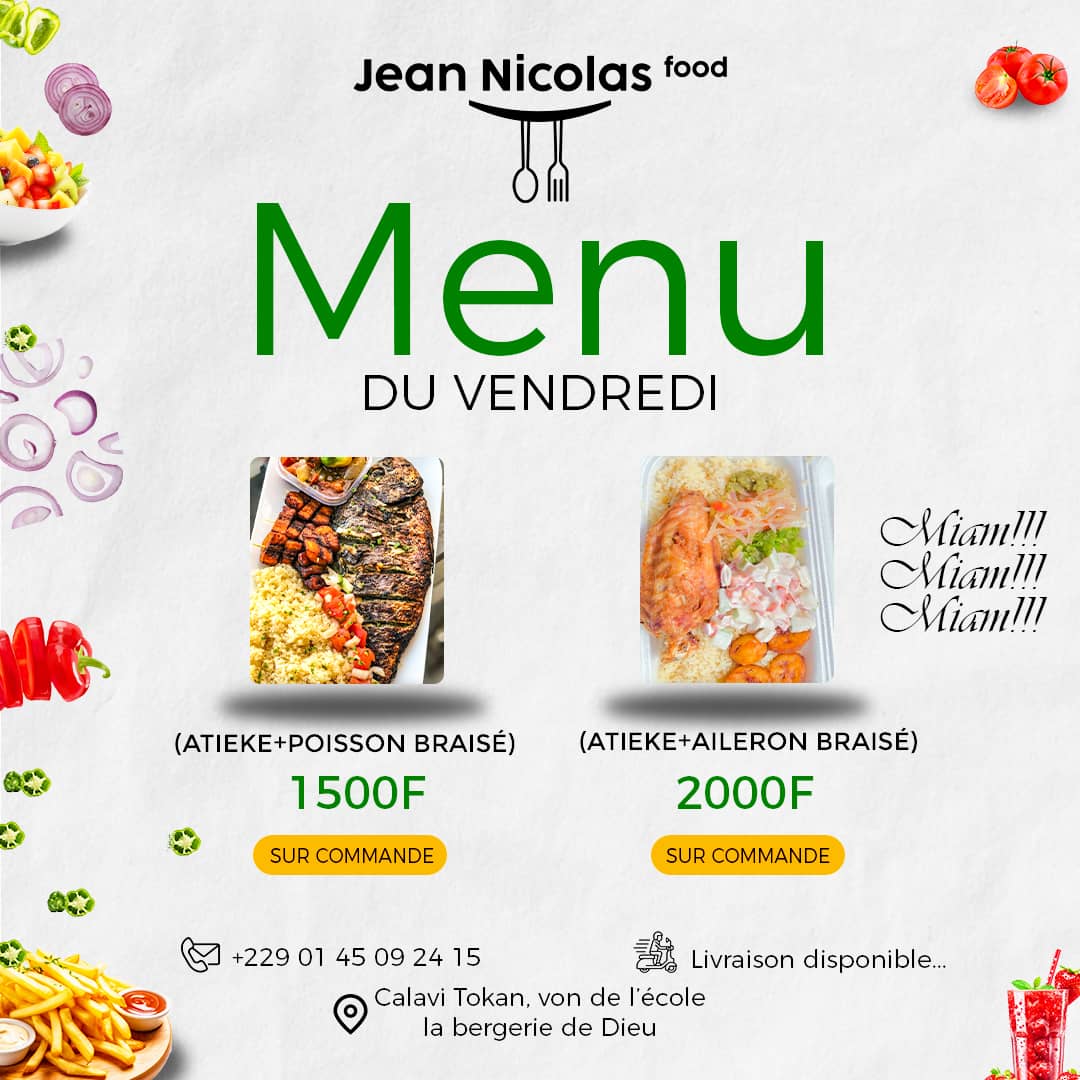 MENU DU VENDREDI